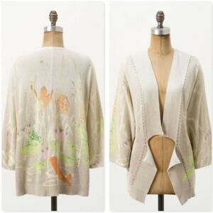 Anthropologie Beige and Green Cardigan